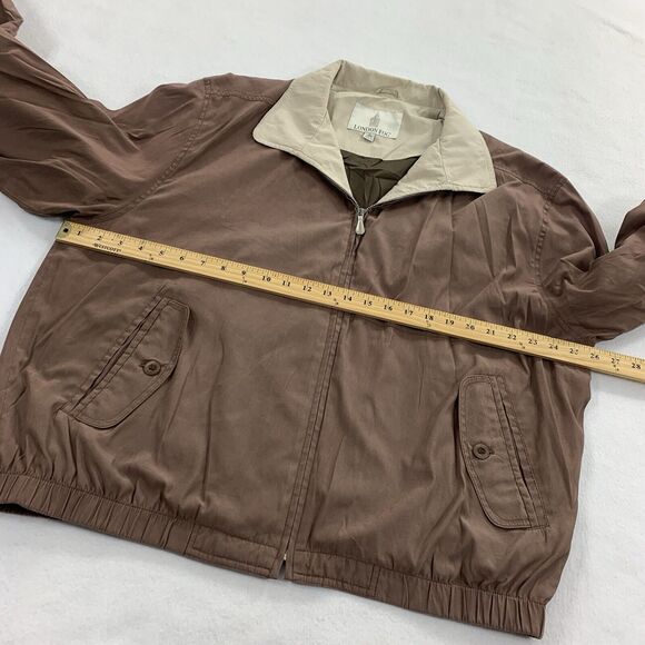 London Fog Full Zip Lightweight Collared Jacket XL Long Mens Adult Light Brown - Picture 6 of 7